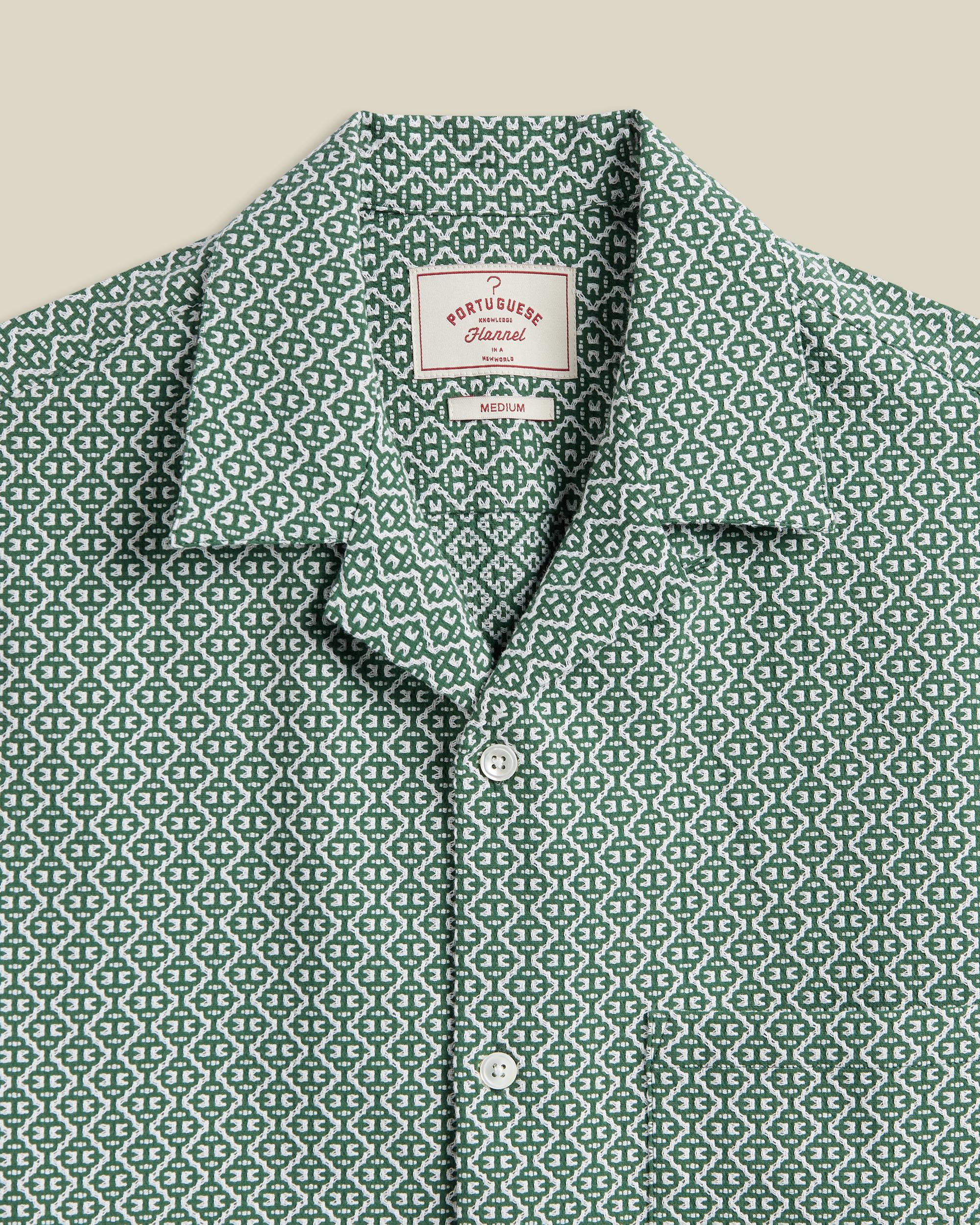 Portuguese Flannel Green Tile Kurzarm Hemd Herren grün